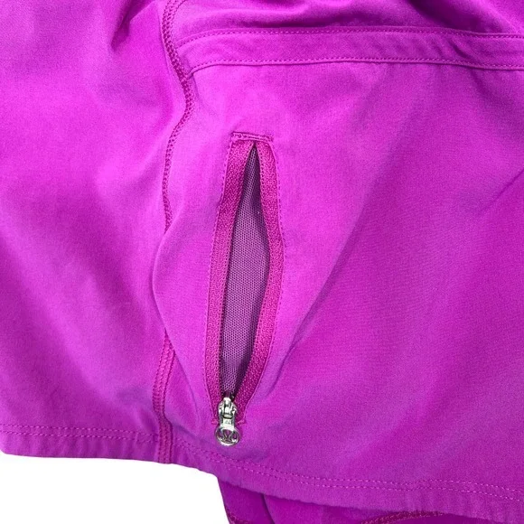 Lululemon Tracker II Running Shorts Sz 12 Fuschia Lined Elastic Waist Zip Pocket - Picture 5 of 11